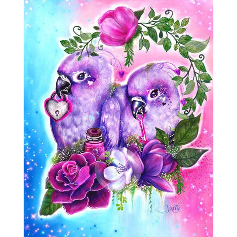 Still Together Love Birds Black Modern Wood Framed Art Print by Sheena Pike Art