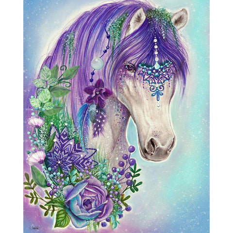 Gypsy Violet Horse Black Modern Wood Framed Art Print with Double Matting by Sheena Pike Art