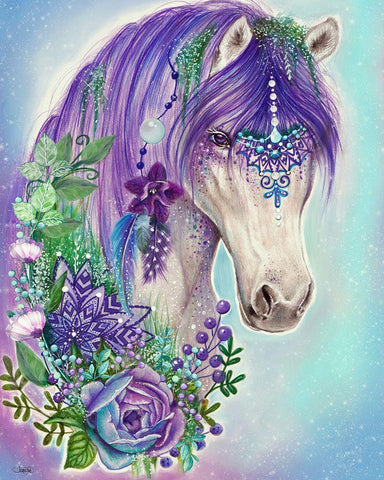 Gypsy Violet Horse Black Ornate Wood Framed Art Print with Double Matting by Sheena Pike Art