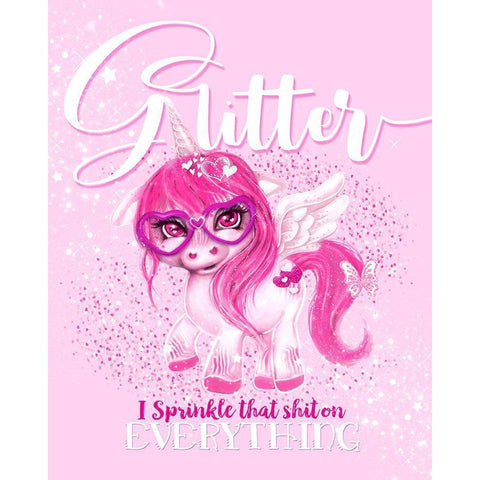 Glitter Everything Unicorn  White Modern Wood Framed Art Print by Sheena Pike Art