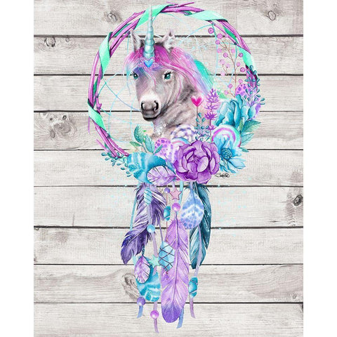 Unicorn Dream Catcher Gold Ornate Wood Framed Art Print with Double Matting by Sheena Pike Art