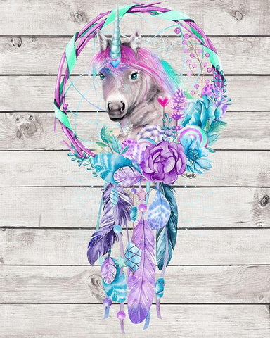 Unicorn Dream Catcher Black Ornate Wood Framed Art Print with Double Matting by Sheena Pike Art