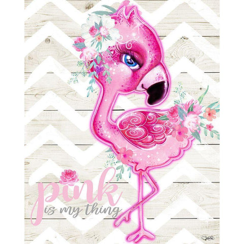 Pink is My Thing Flamingo  Gold Ornate Wood Framed Art Print with Double Matting by Sheena Pike Art