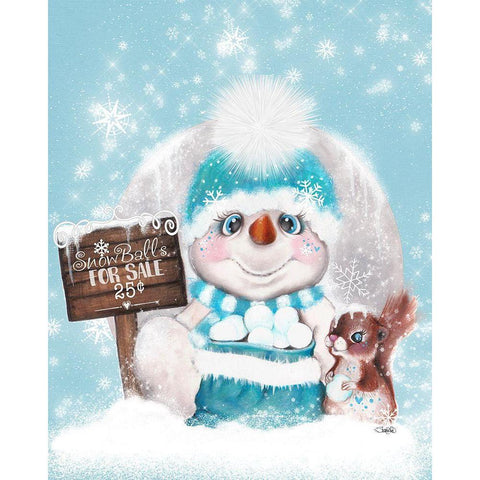 Snowballs for sale Snowman Black Modern Wood Framed Art Print by Sheena Pike Art