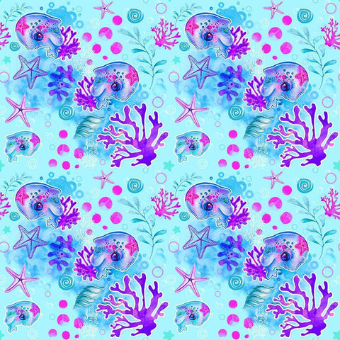 Neon Dolphin Pattern White Modern Wood Framed Art Print with Double Matting by Sheena Pike Art