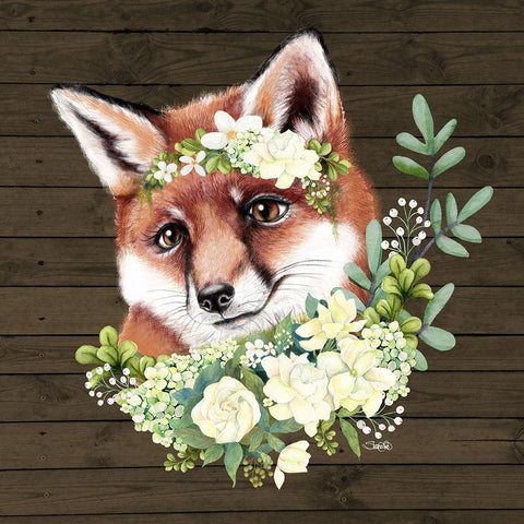 Farmhouse Fox Gold Ornate Wood Framed Art Print with Double Matting by Sheena Pike Art