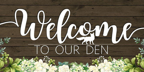 Welcome to Our Den Fox White Modern Wood Framed Art Print with Double Matting by Sheena Pike Art