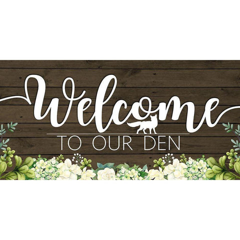 Welcome to Our Den Fox White Modern Wood Framed Art Print by Sheena Pike Art