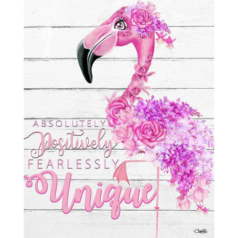 Fearlessly Unique Flamingo Gold Ornate Wood Framed Art Print with Double Matting by Sheena Pike Art