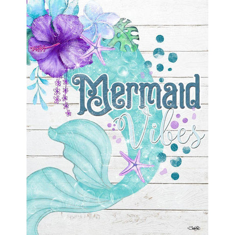 Mermaid Vibes Gold Ornate Wood Framed Art Print with Double Matting by Sheena Pike Art