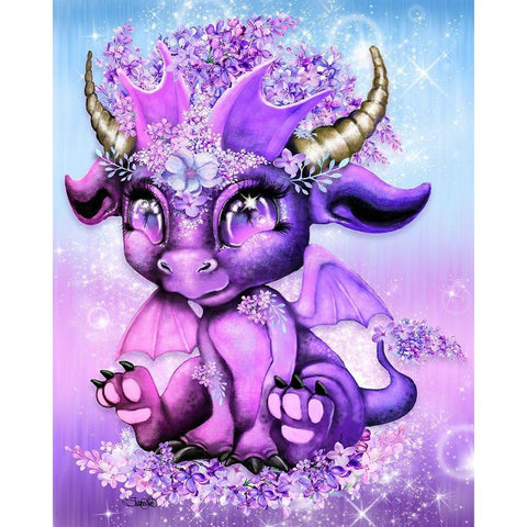 Lilac - Lil DragonZ White Modern Wood Framed Art Print by Sheena Pike Art