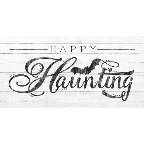 Happy Haunting White Wood White Modern Wood Framed Art Print by Sheena Pike Art