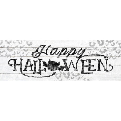 Happy Halloween Bats Gold Ornate Wood Framed Art Print with Double Matting by Sheena Pike Art