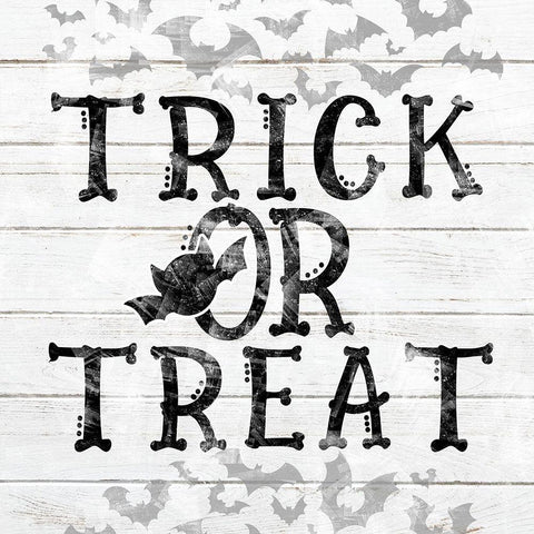 Trick or Treat Bats Black Modern Wood Framed Art Print by Sheena Pike Art