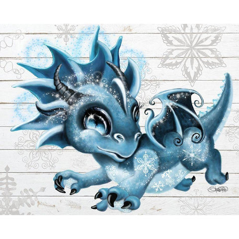 Winter Lil DragonZ Black Modern Wood Framed Art Print with Double Matting by Sheena Pike Art