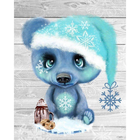 Winter Cocoa Bear Black Modern Wood Framed Art Print with Double Matting by Sheena Pike Art