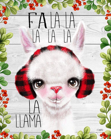 Fa La La Llama White Modern Wood Framed Art Print with Double Matting by Sheena Pike Art