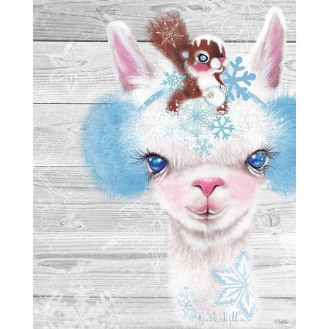 Winter Llama White Modern Wood Framed Art Print by Sheena Pike Art