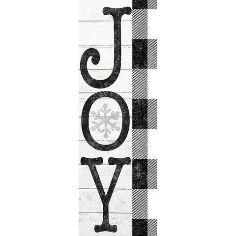 Joy Black and White Plaid White Modern Wood Framed Art Print by Sheena Pike Art