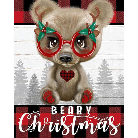 Beary Christmas White Modern Wood Framed Art Print by Sheena Pike Art