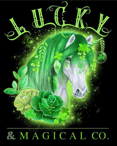 Lucky and Magical Co Unicorn White Modern Wood Framed Art Print with Double Matting by Sheena Pike Art