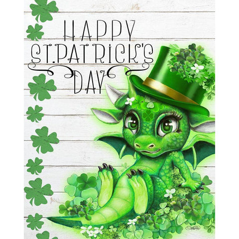 St Patricks Day Lil DragonZ Black Modern Wood Framed Art Print with Double Matting by Sheena Pike Art