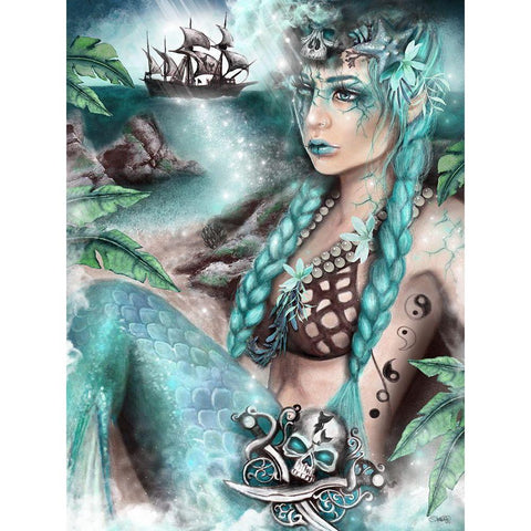 Nightshade - Malevolent Mermaids Gold Ornate Wood Framed Art Print with Double Matting by Sheena Pike Art