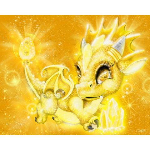 November - Yellow Topaz - Birthstone Lil Dragonz Gold Ornate Wood Framed Art Print with Double Matting by Sheena Pike Art