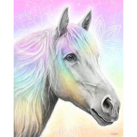 Pastel Dream Horse White Modern Wood Framed Art Print by Sheena Pike Art