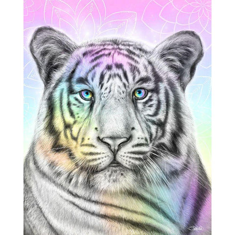 Pastel Dream Tiger Gold Ornate Wood Framed Art Print with Double Matting by Sheena Pike Art