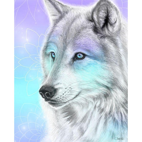 Pastel Dream Wolf Black Modern Wood Framed Art Print with Double Matting by Sheena Pike Art