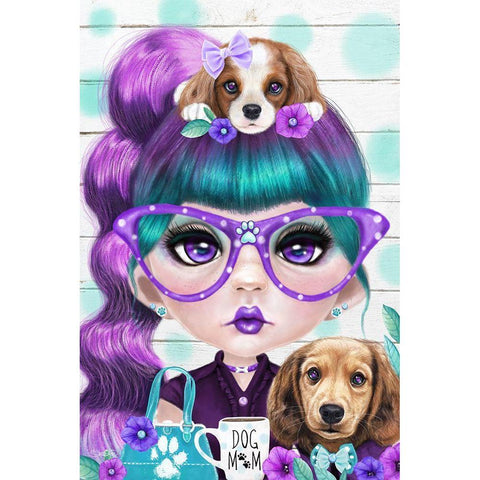 Puppy Loving Petunia - Munchkinz White Modern Wood Framed Art Print by Sheena Pike Art