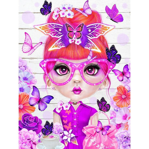 Butterfly Collector Brielle - Munchkinz White Modern Wood Framed Art Print by Sheena Pike Art