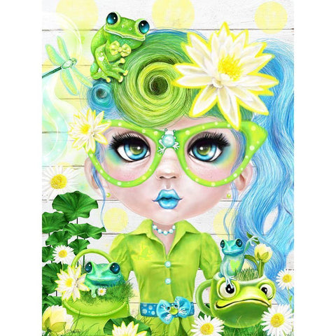 Frog Loving Felecia - Munchkinz Gold Ornate Wood Framed Art Print with Double Matting by Sheena Pike Art