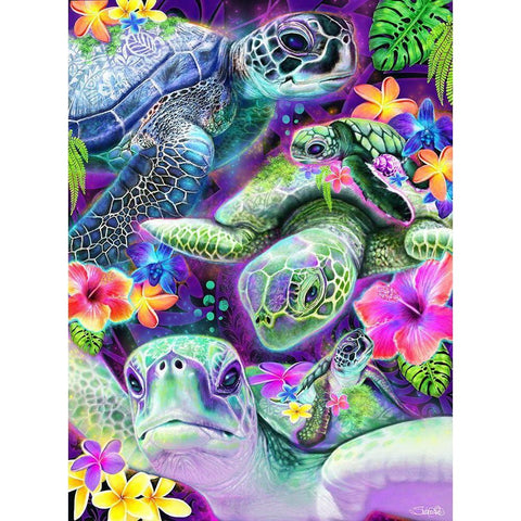 Day Dream Sea Turtles White Modern Wood Framed Art Print by Sheena Pike Art