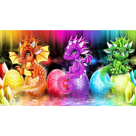 Lil Dragonz Spectrum White Modern Wood Framed Art Print by Sheena Pike Art