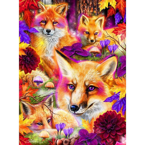 Day Dream Red Fox Gold Ornate Wood Framed Art Print with Double Matting by Sheena Pike Art