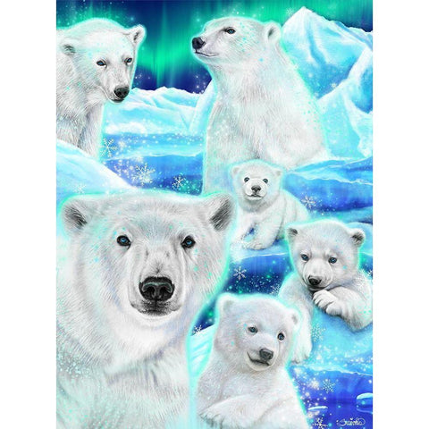 Day Dream Polar Bears White Modern Wood Framed Art Print by Sheena Pike Art