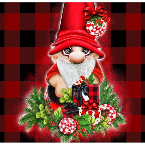 Christmas Cutie Gnome Black Modern Wood Framed Art Print with Double Matting by Sheena Pike Art