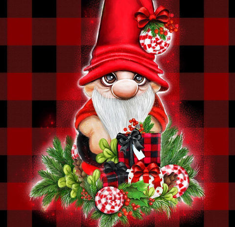 Christmas Cutie Gnome Black Ornate Wood Framed Art Print with Double Matting by Sheena Pike Art