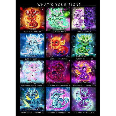 The Zodiacs Lil Dragonz White Modern Wood Framed Art Print by Sheena Pike Art