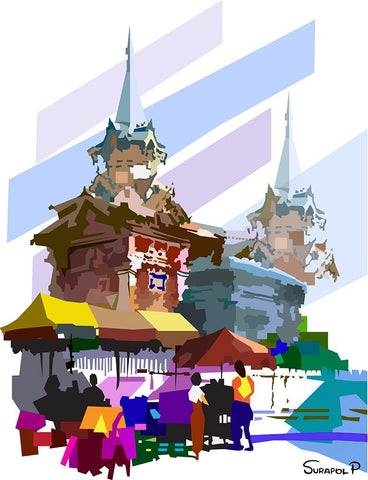 Beside The Wall Black Ornate Wood Framed Art Print with Double Matting by Pansanit, Surapol