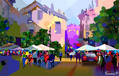 Our Home Black Ornate Wood Framed Art Print with Double Matting by Pansanit, Surapol