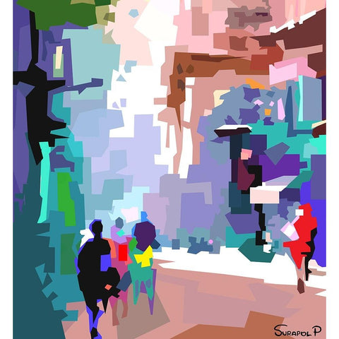 Quiet City Black Modern Wood Framed Art Print by Pansanit, Surapol