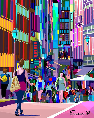 Street Fashion White Modern Wood Framed Art Print with Double Matting by Pansanit, Surapol