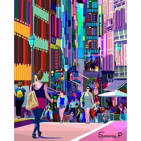 Street Fashion Black Modern Wood Framed Art Print by Pansanit, Surapol