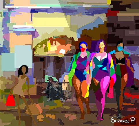 The Homeless Black Ornate Wood Framed Art Print with Double Matting by Pansanit, Surapol