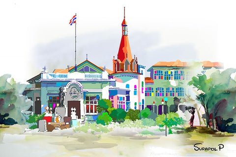 The Palace Black Ornate Wood Framed Art Print with Double Matting by Pansanit, Surapol