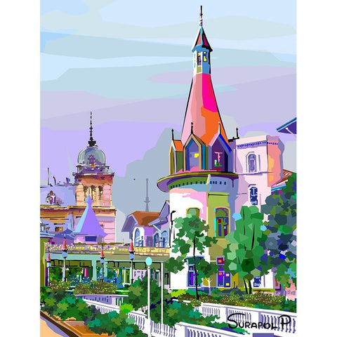 The Palace 2 Black Modern Wood Framed Art Print with Double Matting by Pansanit, Surapol