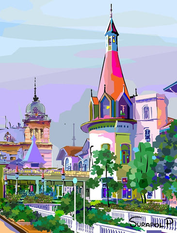 The Palace 2 Black Ornate Wood Framed Art Print with Double Matting by Pansanit, Surapol